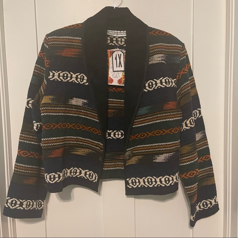 Vintage plus size dress barn size 1X handwoven southwest Aztec print jacket!